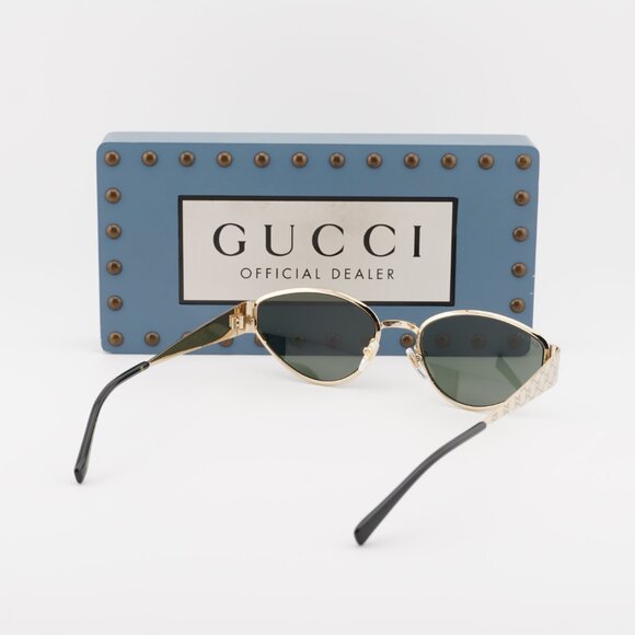 Gucci GG1853S 001 Oval Sunglasses – Gold/Grey - Picture 4 of 14